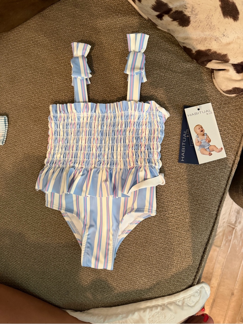 Habitual Kids Swim One-Piece - Pastel Blue, Pink, Yellow Stripes
